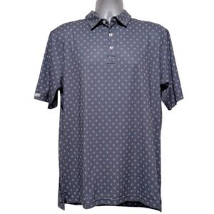 Straight Down Gray Short Sleeve All Over Print Performance Golf Polo Mens Large